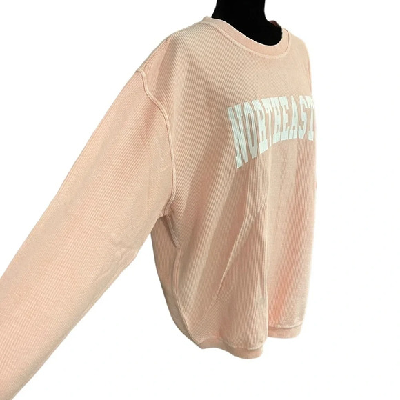 Chicka-d NORTHEASTERN Corded Sweatshirt in Urban Pink size XL Oversized - Picture 4 of 10